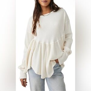 Free People Oh My Babydoll Thermal Top, Sz L